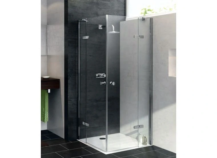 sprchový kout Hüppe čtyřúhelník, křídlové dveře s pevným segmentem rohový vstup Enjoy, 670.090.091.322 80/2000 rám chrom, čiré sklo antoplague