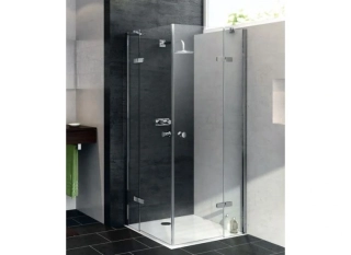 sprchový kout Hüppe čtyřúhelník, křídlové dveře s pevným segmentem rohový vstup Enjoy, 670.090.091.322 80/2000 rám chrom, čiré sklo antoplague